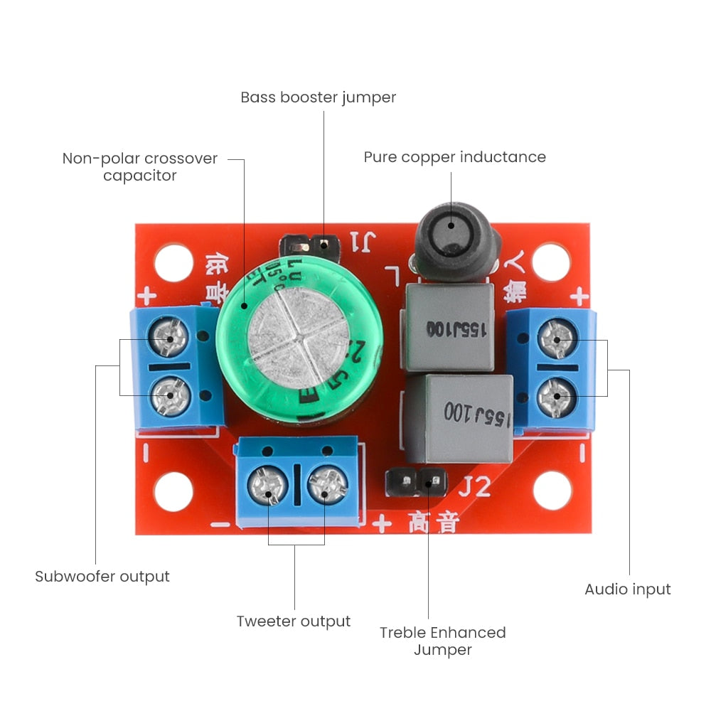 AIYIMA Audio Speaker Frequency Divider Filter Treble Bass 2 Way Crossover Speaker Accessories DIY Home Amplifier