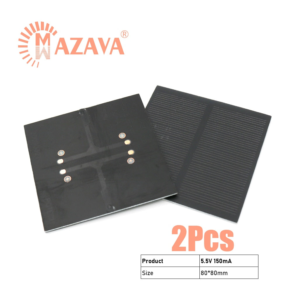 2Pcs 5V 0.5W 0.6W 0.8W Solar Battery Solar Panel Outdoor Portable Solar Charger Pane