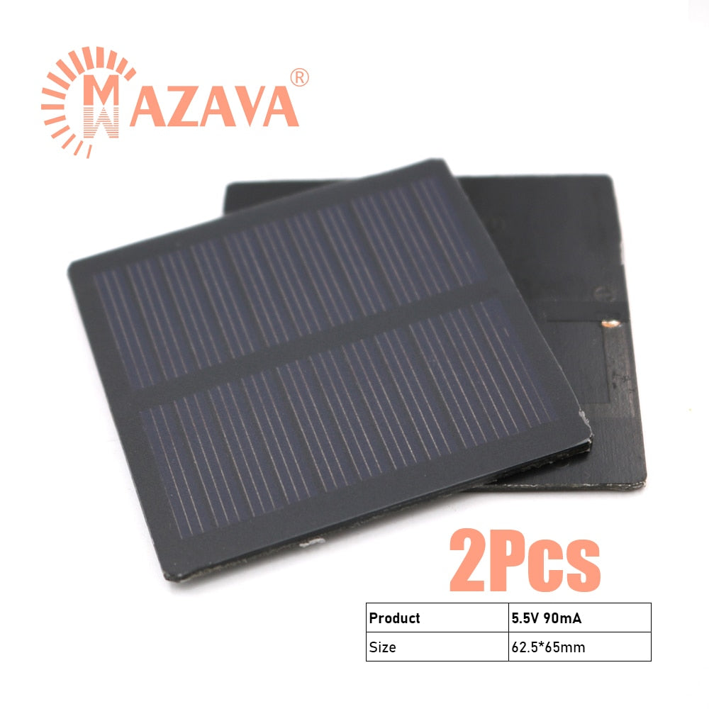 2Pcs 5V 0.5W 0.6W 0.8W Solar Battery Solar Panel Outdoor Portable Solar Charger Pane