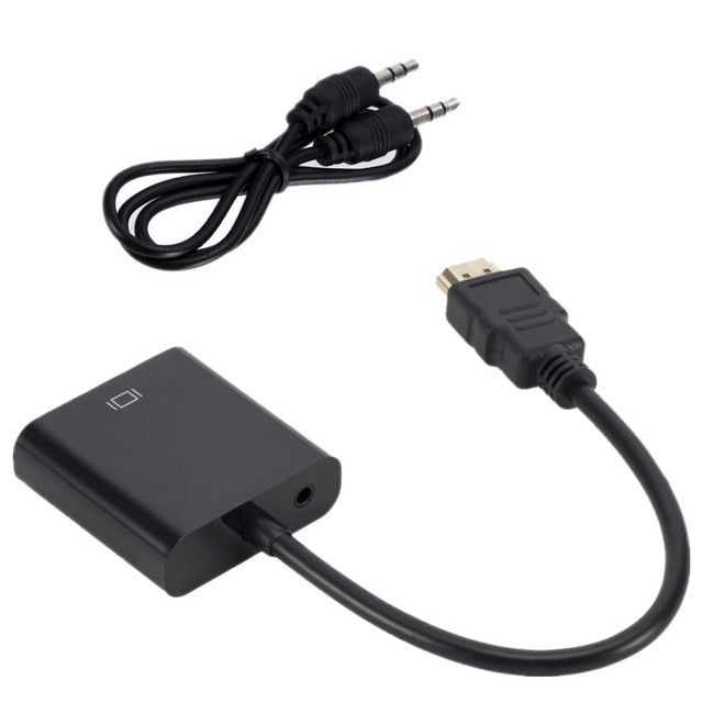 HD 1080P HDMI To VGA Cable Converter With Audio Power Supply HDMI Male To VGA Female Converter Adapter for Tablet laptop PC TV