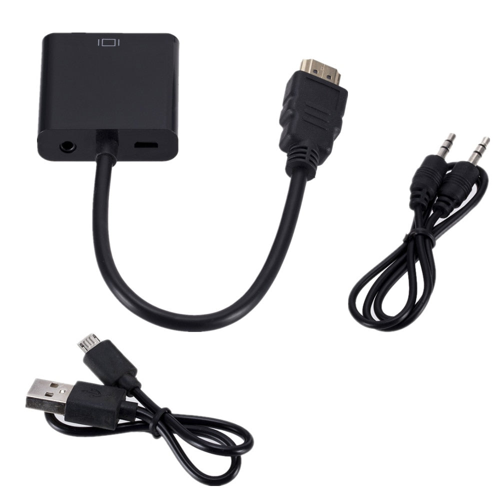 HD 1080P HDMI To VGA Cable Converter With Audio Power Supply HDMI Male To VGA Female Converter Adapter for Tablet laptop PC TV