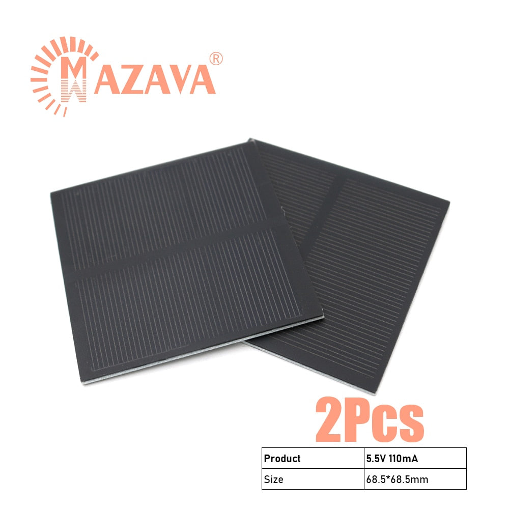 2Pcs 5V 0.5W 0.6W 0.8W Solar Battery Solar Panel Outdoor Portable Solar Charger Pane