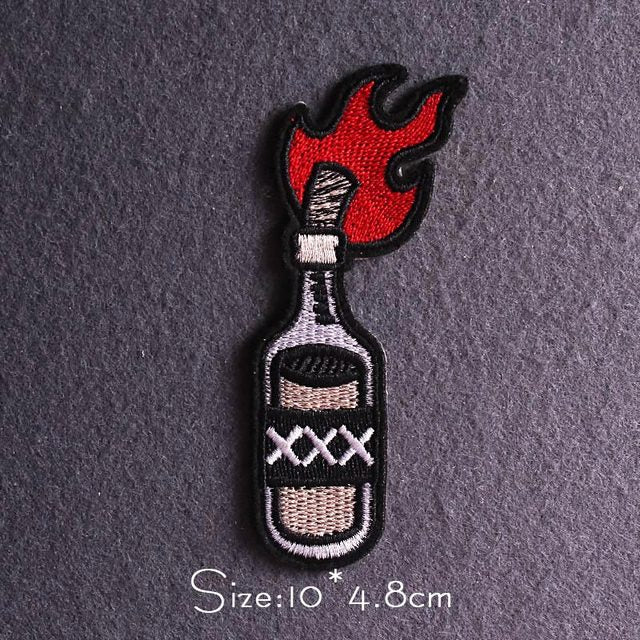 Skull Punk Patch Embroidered Patch For Clothing Sewing Applique Iron On Patches For Clothes Skeleton Binoculars Patches Stripe