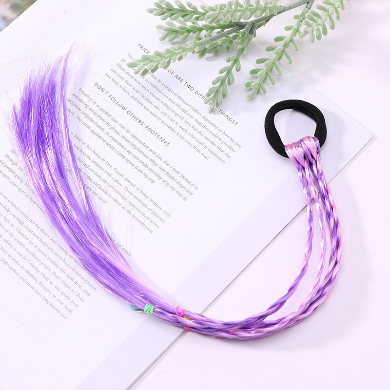 New Girls Colorful Wigs Ponytail Headbands Rubber Bands Beauty Hair Bands Headwear Kids Hair Accessories Head Band Hair Ornament