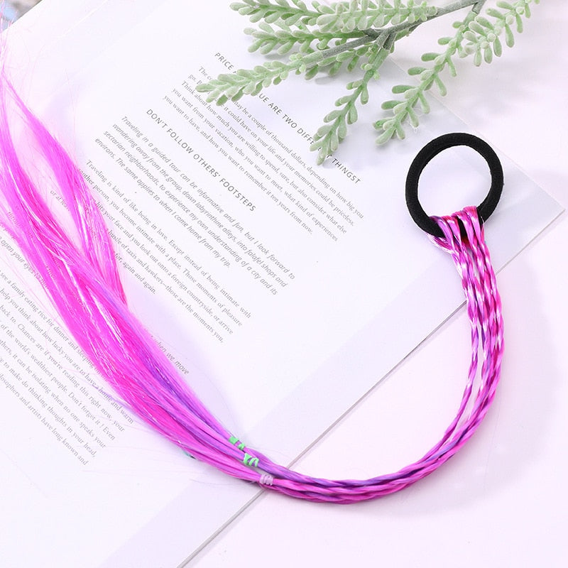 New Girls Colorful Wigs Ponytail Headbands Rubber Bands Beauty Hair Bands Headwear Kids Hair Accessories Head Band Hair Ornament