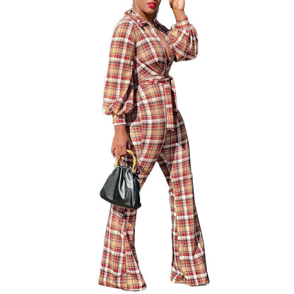 Fashion Women's Wear Long Sleeve Printed Checks Suit