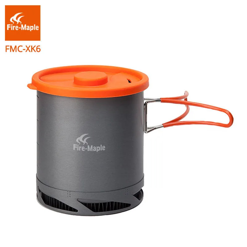 Fire Maple FMC-XK6  Heat Exchanger Pot 1L Foldable Cooking Pots with Mesh Bag Outdoor Camping Cookware