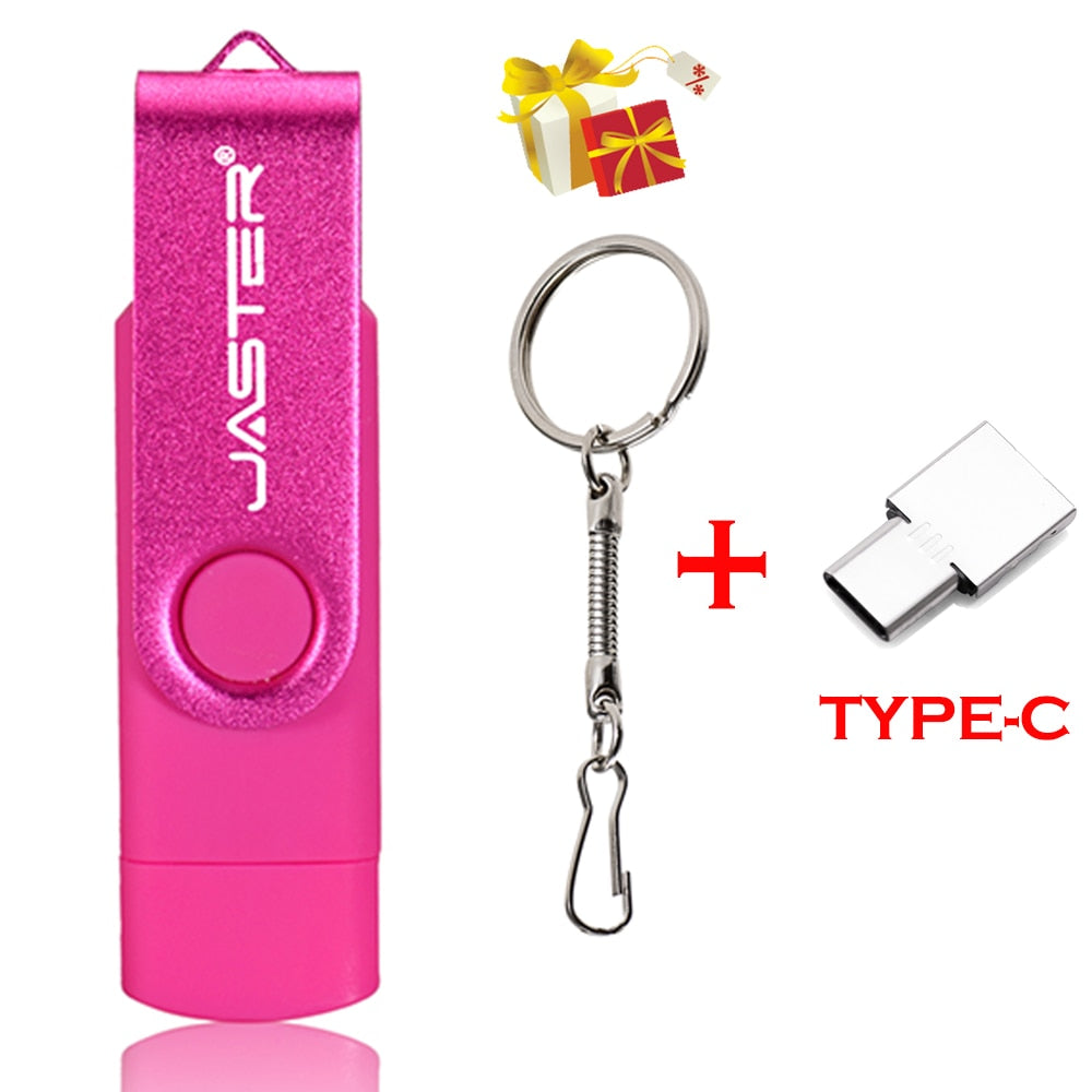 JASTER High Speed USB Flash Drive OTG Pen Drive 64gb 32gb USB Stick 16gb Rotatable Pen drive For Android Micro/PC Business gift