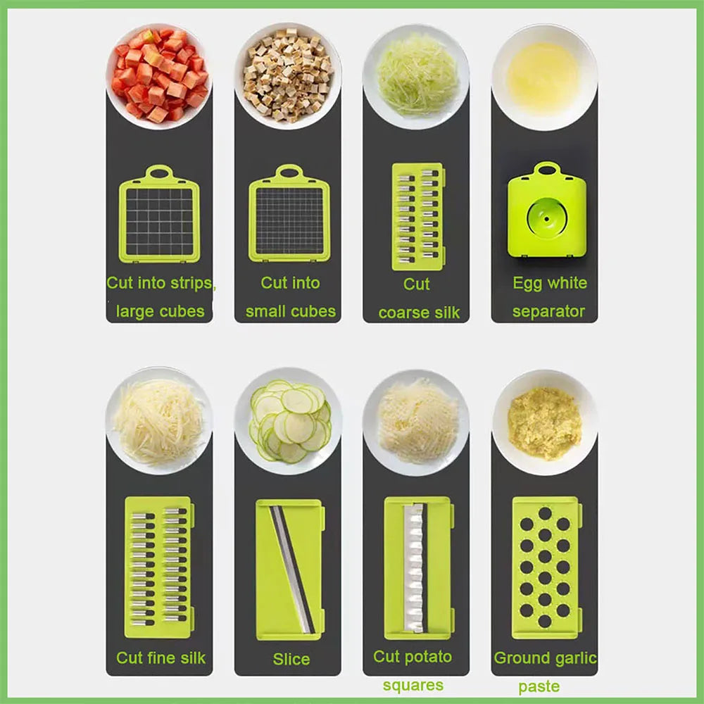 Vegetable Cutter Multifunctional Slicer Fruit Potato Peeler Carrot Grater Onion Chopper 12 In 1 Kitchen Accessories With Basket