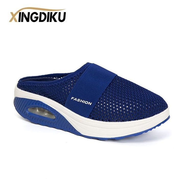 Air Cushion Slip-On Women Walking Shoes Orthopedic Diabetic Ladies Platform Mules Mesh Lightweight Slippers Wedge Female Sneaker