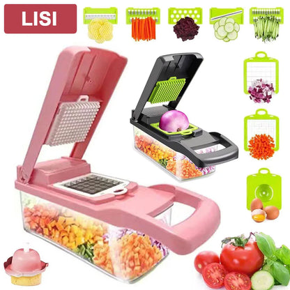 Vegetable Cutter Multifunctional Slicer Fruit Potato Peeler Carrot Grater Onion Chopper 12 In 1 Kitchen Accessories With Basket