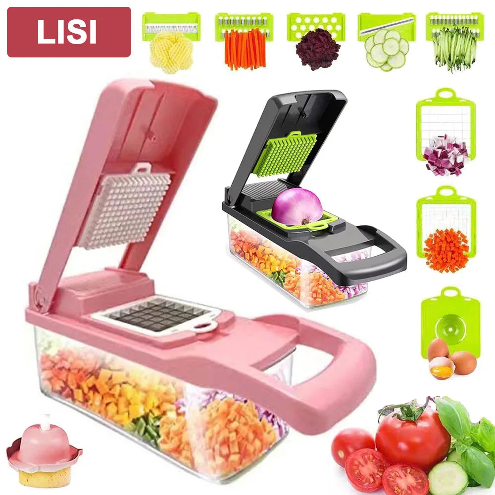 Vegetable Cutter Multifunctional Slicer Fruit Potato Peeler Carrot Grater Onion Chopper 12 In 1 Kitchen Accessories With Basket