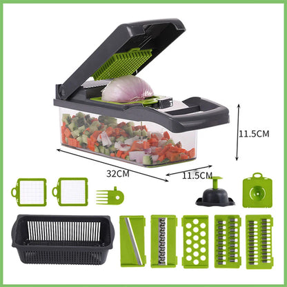 Vegetable Cutter Multifunctional Slicer Fruit Potato Peeler Carrot Grater Onion Chopper 12 In 1 Kitchen Accessories With Basket