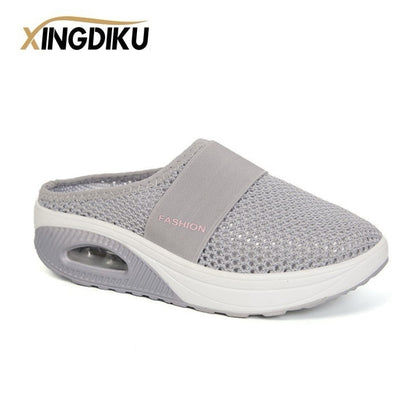 Air Cushion Slip-On Women Walking Shoes Orthopedic Diabetic Ladies Platform Mules Mesh Lightweight Slippers Wedge Female Sneaker