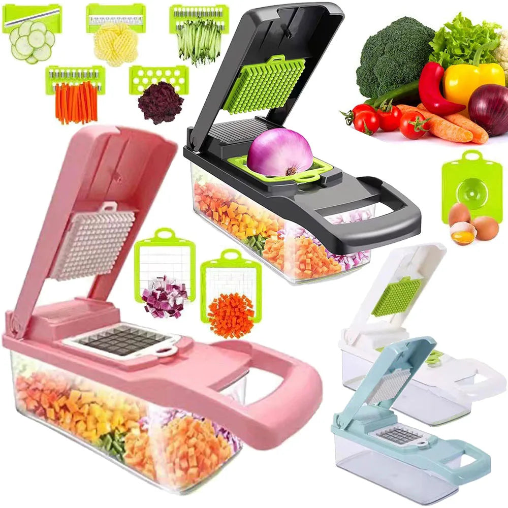 Vegetable Cutter Multifunctional Slicer Fruit Potato Peeler Carrot Grater Onion Chopper 12 In 1 Kitchen Accessories With Basket