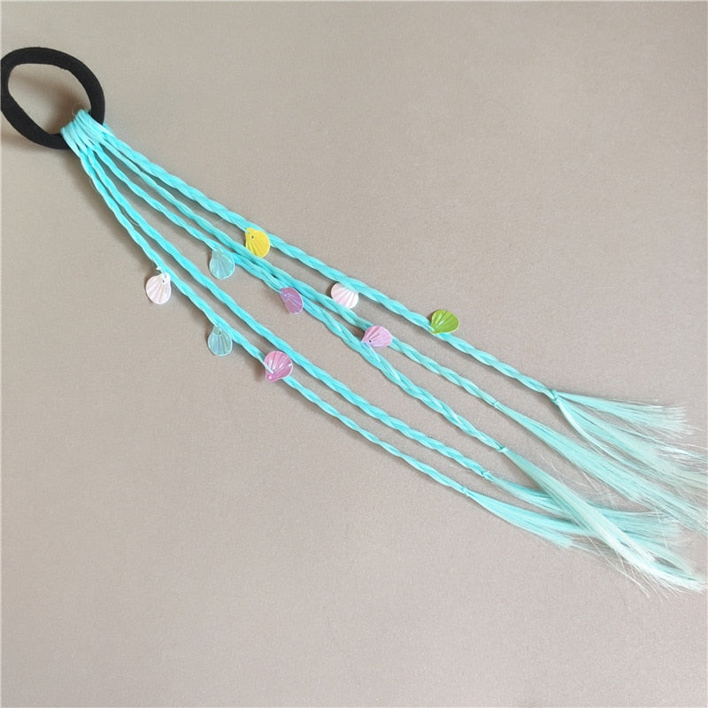 New Girls Colorful Wigs Ponytail Headbands Rubber Bands Beauty Hair Bands Headwear Kids Hair Accessories Head Band Hair Ornament