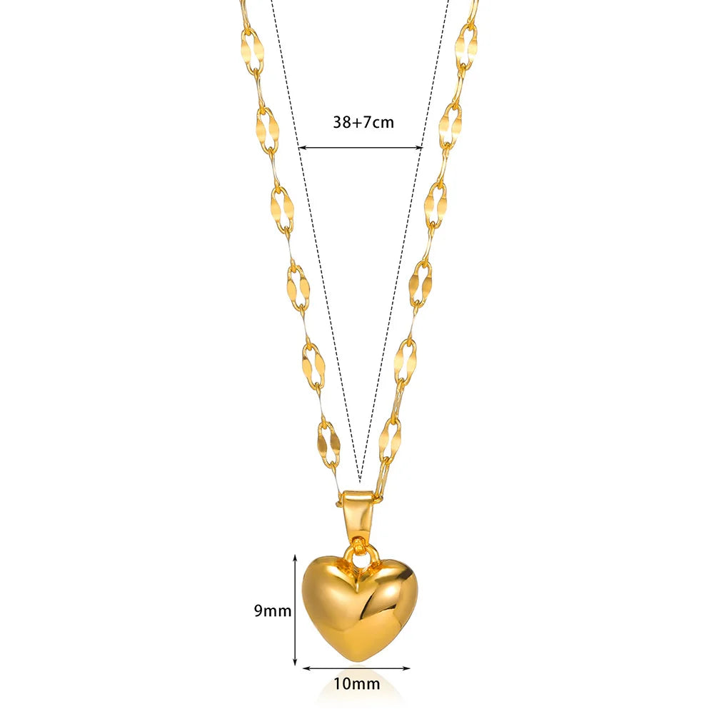 Stainless Steel Love Heart Necklace For Women 2023 New Trendy Lip Chain Simple Pendant Necklace Jewelry Gift Wholesalers