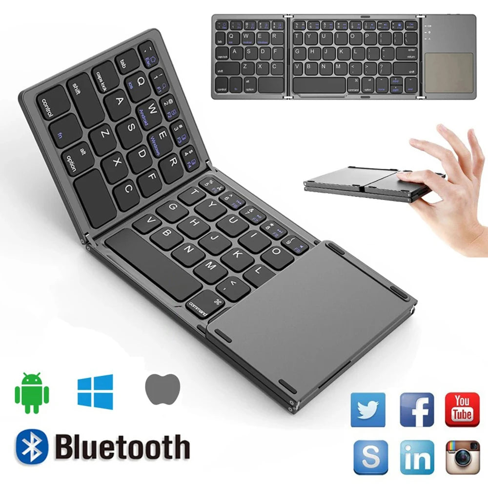 Mini Foldable Bluetooth Keyboard with Touchpad