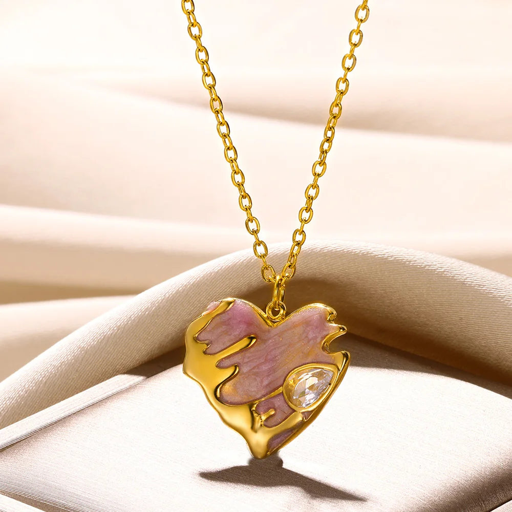 Stainless Steel Love Heart Necklace For Women 2023 New Trendy Lip Chain Simple Pendant Necklace Jewelry Gift Wholesalers