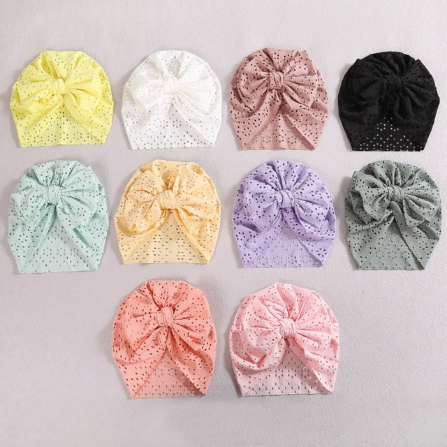 2021 New Baby Fetal Caps Baby Bow Knotted Hats Children's Autumn Winter Hats Baby Headwear Kids Hats & Caps Kids Headwear