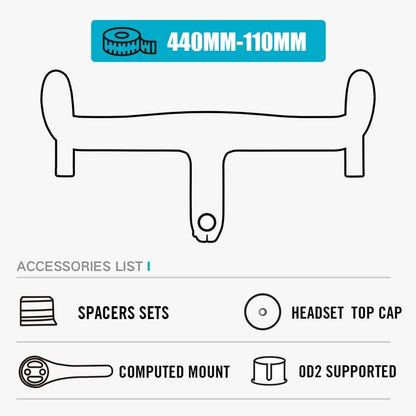 2022 AERO Carbon Road Bike Handlebar 28.6mm/31.8mm OD2 Integrated Bar Road Bicycle Bar OD2 Stem Spacer Computer Mount Aero