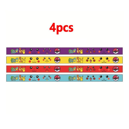 4-12pcs Pokemon Bracelet Anime Pocket Elf Pikachu Children Cartoon Silicone Wristband Bracelets Party Gifts Cosplay Accessoires