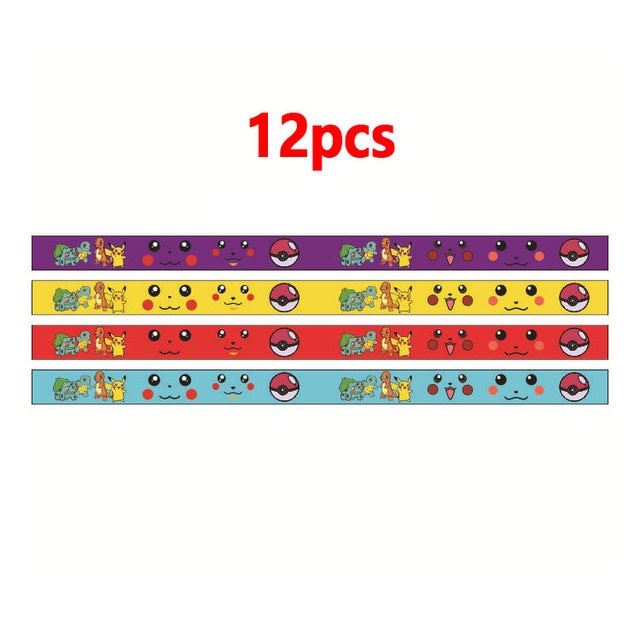 4-12pcs Pokemon Bracelet Anime Pocket Elf Pikachu Children Cartoon Silicone Wristband Bracelets Party Gifts Cosplay Accessoires