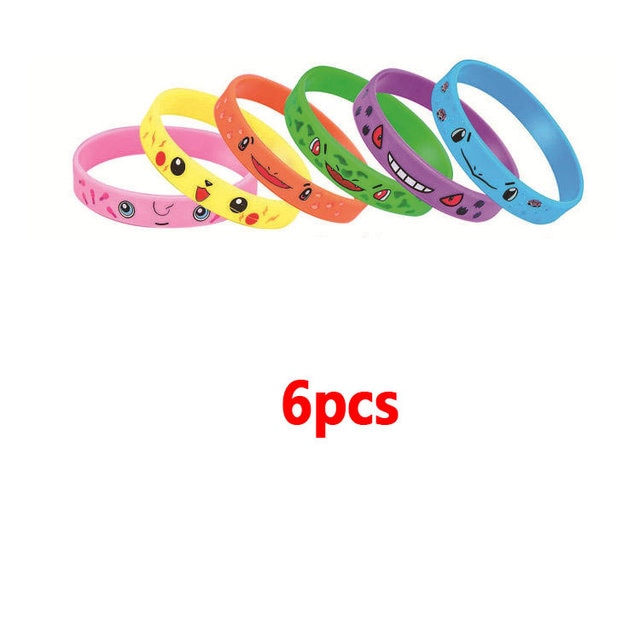 4-12pcs Pokemon Bracelet Anime Pocket Elf Pikachu Children Cartoon Silicone Wristband Bracelets Party Gifts Cosplay Accessoires