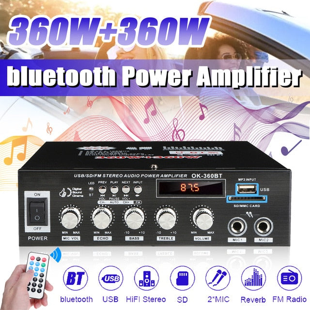 600w 800W Home Amplifier HIFI USB FM Radio Car Audio Bluetooth Amplifiers Subwoofer Theater Sound System With Remote Control