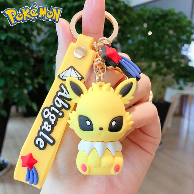 Genuine Pikachu Creative Anime Cartoon Doll Keychain Pokemon Cartoon Doll Keyring Bag Car Key Chain Ring Pendant Kids Gifts.