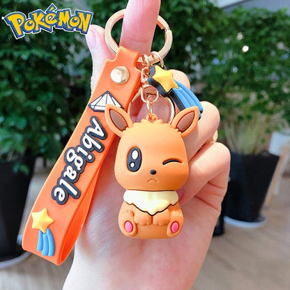 Genuine Pikachu Creative Anime Cartoon Doll Keychain Pokemon Cartoon Doll Keyring Bag Car Key Chain Ring Pendant Kids Gifts.