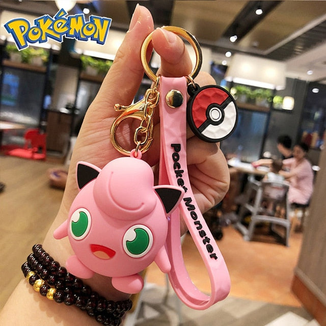 Genuine Pikachu Creative Anime Cartoon Doll Keychain Pokemon Cartoon Doll Keyring Bag Car Key Chain Ring Pendant Kids Gifts.