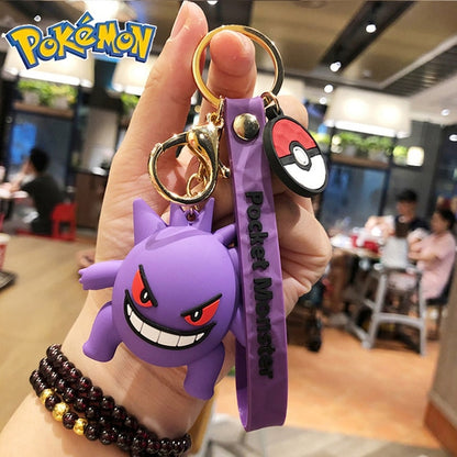 Genuine Pikachu Creative Anime Cartoon Doll Keychain Pokemon Cartoon Doll Keyring Bag Car Key Chain Ring Pendant Kids Gifts.