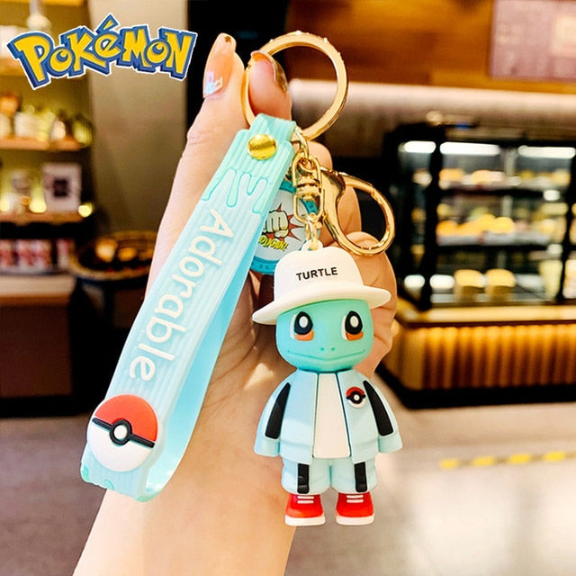 Genuine Pikachu Creative Anime Cartoon Doll Keychain Pokemon Cartoon Doll Keyring Bag Car Key Chain Ring Pendant Kids Gifts.