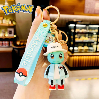 Genuine Pikachu Creative Anime Cartoon Doll Keychain Pokemon Cartoon Doll Keyring Bag Car Key Chain Ring Pendant Kids Gifts.