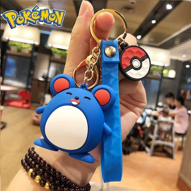 Genuine Pikachu Creative Anime Cartoon Doll Keychain Pokemon Cartoon Doll Keyring Bag Car Key Chain Ring Pendant Kids Gifts.