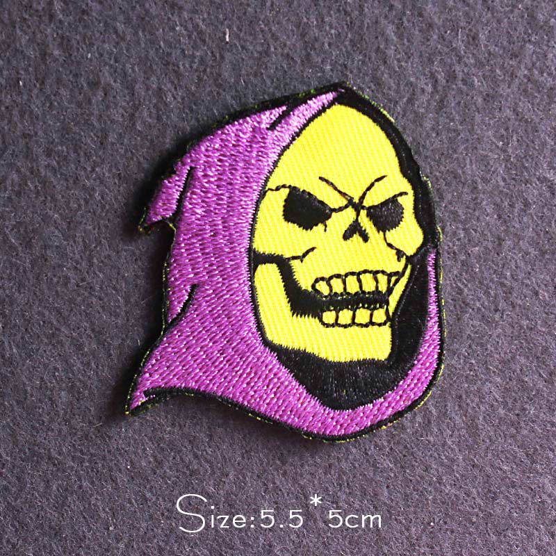 Skull Punk Patch Embroidered Patch For Clothing Sewing Applique Iron On Patches For Clothes Skeleton Binoculars Patches Stripe