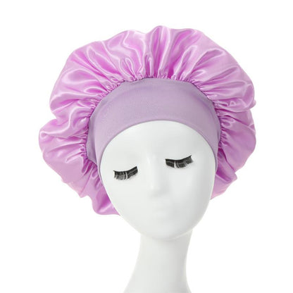 Women Night Sleep Hair Caps Silky Bonnet Satin Double Layer Adjust Head Cover Hat For Curly Springy Hair Styling Accessories