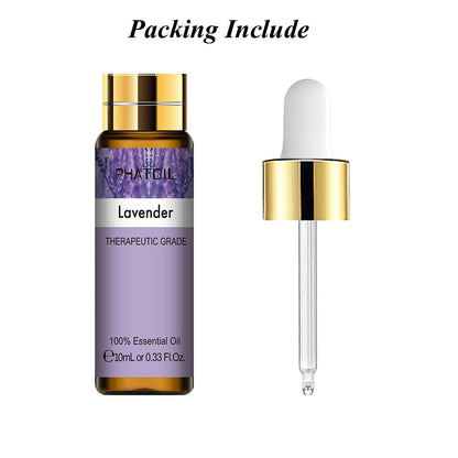 PHATOIL 10ML with Dropper Lavender Eucalyptus Vanilla Pure Natural Essential Oils Rose Jasmine Ylang Ylang Diffuser Aroma Oil