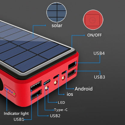 80000mAh High Capacity Solar Power Bank Camping Light Powerbank Solar Charger with 4USB Ports External Battery for Xiaomi IPhone