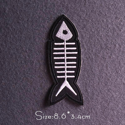 Skull Punk Patch Embroidered Patch For Clothing Sewing Applique Iron On Patches For Clothes Skeleton Binoculars Patches Stripe