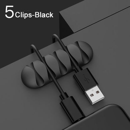 Smart Cable Holder Silicone Flexible Cable Winder Wire Organizer Holder Cord Management Clip for USB Earphone Network Cable