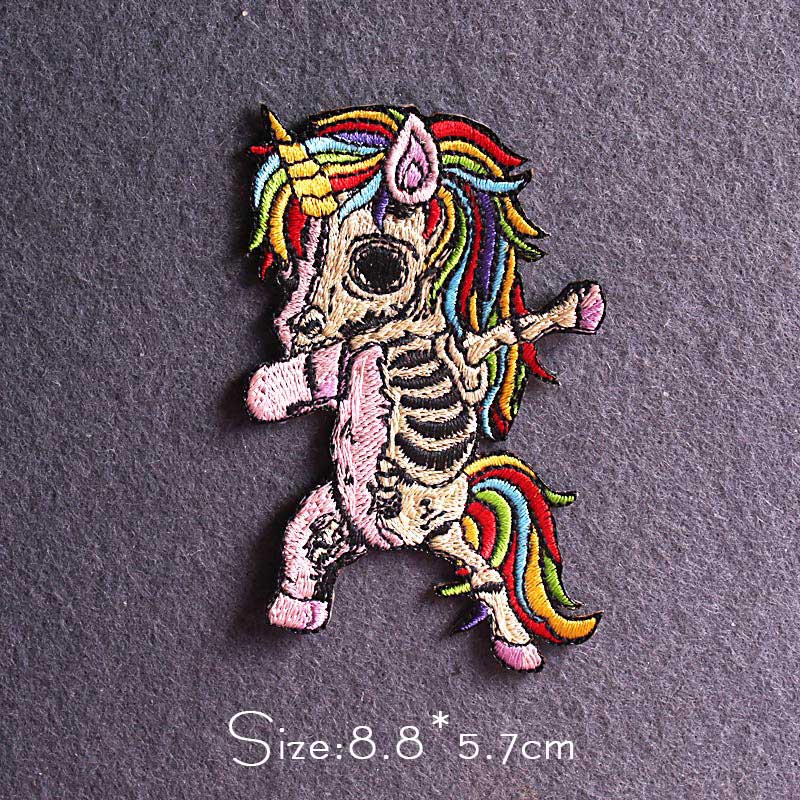 Skull Punk Patch Embroidered Patch For Clothing Sewing Applique Iron On Patches For Clothes Skeleton Binoculars Patches Stripe