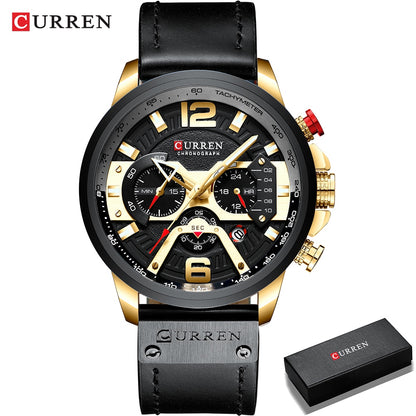 CURREN Casual Sport Watches for Men Top, Brand Luxury ,Military, Leather Wrist Watch, Man, Clock Fashion ,Chronograph, Wristwatch