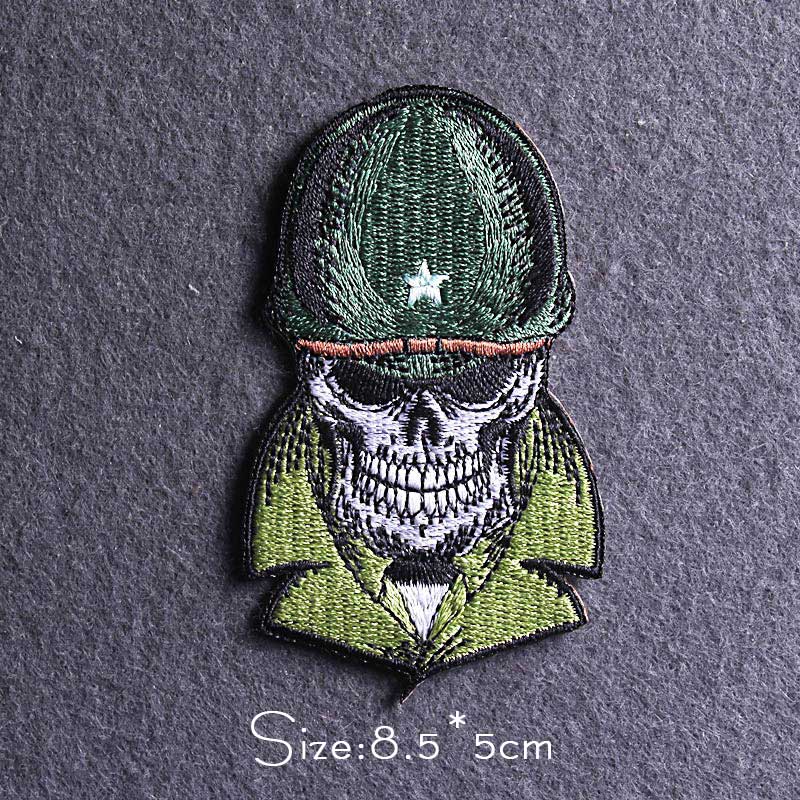 Skull Punk Patch Embroidered Patch For Clothing Sewing Applique Iron On Patches For Clothes Skeleton Binoculars Patches Stripe