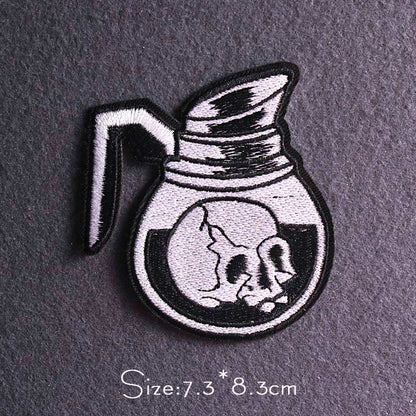 Skull Punk Patch Embroidered Patch For Clothing Sewing Applique Iron On Patches For Clothes Skeleton Binoculars Patches Stripe