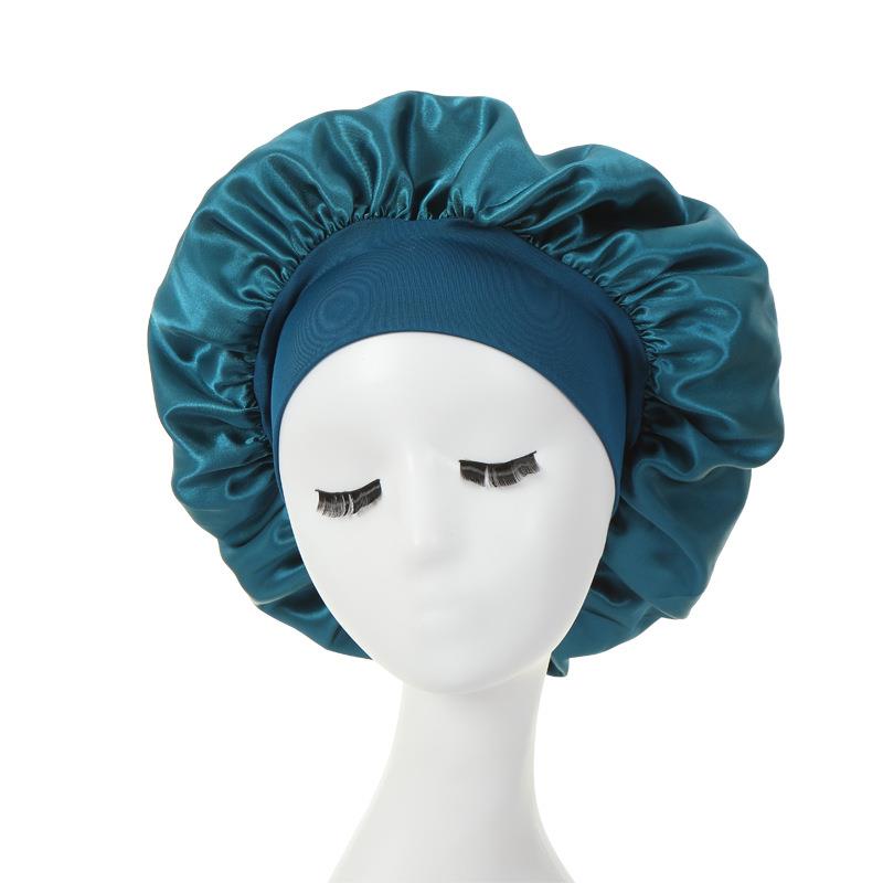 Women Night Sleep Hair Caps Silky Bonnet Satin Double Layer Adjust Head Cover Hat For Curly Springy Hair Styling Accessories