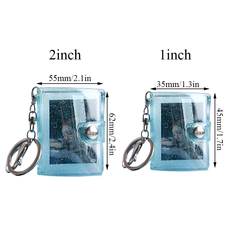 16 Mini Small Photo Album Keyring 1 2 Inch ID Instant Pictures Interstitial Storage Card Book Keychain Lover Time Memory Gift