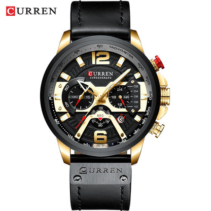 CURREN Casual Sport Watches for Men Top, Brand Luxury ,Military, Leather Wrist Watch, Man, Clock Fashion ,Chronograph, Wristwatch