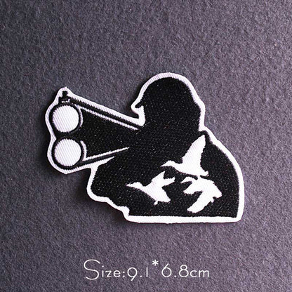 Skull Punk Patch Embroidered Patch For Clothing Sewing Applique Iron On Patches For Clothes Skeleton Binoculars Patches Stripe